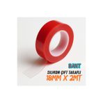 BantMarketim Çift Taraflı Silikon Bant Kırmızı Güçlü Yapışkanlı Su Geçirmez Bant Çerçeve Tablo Bandı 18x2m