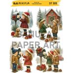 Banuca Paper Art ST305 Kış Manzarası, Kartpostal Desenli 25*35 cm Açık Zemin Sulu Transfer