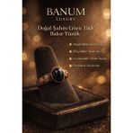 Banum Luxury Doğal Şahin Gözü Taşlı El Işi Tasarım Bakır Yüzük - Siyah