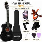 Banupo MG1BK Black Klasik Gitar Başlangıç Seti (Gitar + Kılıf + Akort Aleti + Gitar Standı + Askı) - Siyah