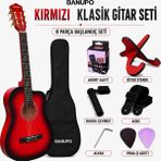 Banupo MG1RB Red Black Klasik Gitar Başlangıç Seti (Gitar + Kılıf + Akort Aleti + Gitar Standı + Askı) - Kırmızı