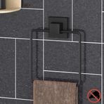 banyo aksesuarları tuvalet kağıtlığı havluluk fönlük kare havluluk yapışkanlı kapaklı siyah aksesuar banyo mutfak delmesiz güçlü su geçirmez yapışkanlı (siyah, kare havluluk)
