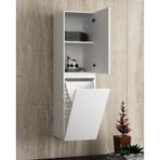 Banyo Boy Dolabı Çamaşır Sepetli 130 Cm Parlak Beyaz