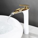 Banyo Çanak Lavabo Bataryası Beyaz / Gold Renk Yeni Şelale Model 7 Yıl Garantili Ithal