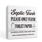 Banyo Dekor İşareti - Septik Tank, Kutu İşareti Masa Üstü Dekoru, Çiftlik Evi Banyo Ahşap Blok Tabelası, Beyaz Kutu Tabelası, Banyo Tuvalet Tuvaleti için Masa Dekorasyonu, Ev Ofis Banyo Tabelası 14,5