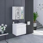 Banyo Dolabı 65 Cm İcon Ayna Dolaplı Alt Üst Modül Ve Seramik Lavabo Quarterbath