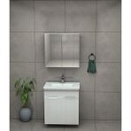 Banyo Dolabı Aynalı Cnc Işlemeli Membran Kapaklı 65 cm - Beyaz