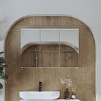 Banyo Dolabı Kulpsuz 3 Kapaklı Mdf 90 Cm Aynalı Banyo Üst Dolabı Mat Beyaz