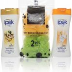 Banyo Duş Bakım Seti: 2'li Ipek Şampuan 480 ml (Orkide + Yağ Hazinesi) & Greenleaves 2'li Banyo Lifi