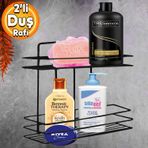 Banyo Dus Rafi Sampuanlik Koselik Kare Siyah 2 Katli Malzemelik Organizer Duzenleyici Mutfak Esya Rafi