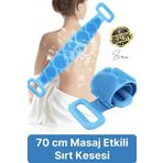 Banyo Duş Sırt Kesesi Çift Taraflı Silikon Lifi Fırçası 70 cm Cilt Temizlik Peeling Masaj Uzun