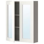 Banyo Duvar Dolabı, Beyaz-Gri, 60X15X75 Cm, 2 Ayna Kapaklı