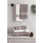 Banyo Havlusu Seti,%100 Pamuk, 70x140 cm + 50x90 Cm, 4'lü, Düz Desen, Yüksek Su Emici (Bej-Krem)