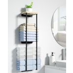 Banyo için Havlu Rafları, Büyük Havlular için Duvara Monte Metal Havlu Askısı, Banyo Duvarı için Haddelenmiş Banyo Havlusu Tutacağı, Küçük Banyo için Ahşap Raflı Banyo Havlusu Depolama Rafı