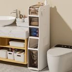Banyo için rulo dolap, çöp kutusu, dar plastik dolap, tekerlekler, mobil çekmeceli düzenleyici, banyo, oturma odası, mutfak (80 x 17,5 x 38,5 cm/31 cm