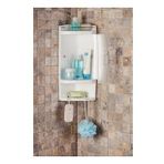 Banyo Köşe Rafı, 26 Cm, 3 Raf, Kapaklı Hazne, Şeffaf Naturel