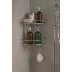 Banyo Köşe Rafı Askılı Duş Organizeri ve Şampuanlık 2 Katlı - 4 Askılı Krom EK-02