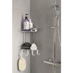 Banyo Köşe Rafı Askılı Duş Organizeri Ve Şampuanlık 2 Katlı Krom Ek-02