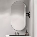 Banyo Köşesi için Oval Duvar Aynası Ayarlanabilir Kollu Kırılmaz Asma Ayna Metal Çerçeveli Modern Dikey ve Yatay Tasarım Oturma Odası için - Gümüş Kaplama