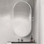 Banyo köşesi için oval duvar aynası, ayarlanabilir kollu kırılmaz asma ayna, modern tasarım, dikey ve yatay ekran, metal çerçeve, beyaz kaplama