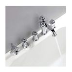 Banyo Küvet Musluğu Çağdaş Yaygın Seramik Vana Banyo Duş Bataryası Muslukları Masif Pirinç Küvet Bataryası Muslukları Güverte Üstü, Krom,