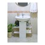 Banyo Lavabo Dolabı, Beyaz, 2 Raflı, Lavabo Altı Depolama Ünitesi, Modern Tasarım