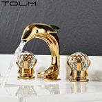 Banyo Lavabo Küvet Jakuzi Bataryası Ankastre Gold Renk Taşlı Kuğu Model Şelale 7 Yıl Garantili