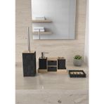 Banyo Lavabo Sıvı Sabunluk Seti Diş Fırçalık Pamukluk Katı Sabunluk Dekoratif Akrilik Bambu Banyo Takımı Siyah