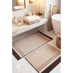 Banyo Paspası 2’li Set Yıkanabilir Dokuma Yüzey Kaymaz Taban Klozet Takımı Banyo Halısı Paspas - Kahverengi
