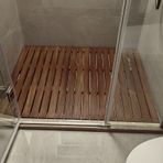 Banyo Paspası Hızlı Kuruyan Ahşap Banyo Paspası Yağlı Kaplama, 12 16 20 24 28 32 Inç Lüks Duş Paspası Özel Ölçü, Ahşap Çıtalı Küvet Sauna Paspası Kapı Paspası(Black walnut,60x80cm(24x32in))