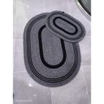 Banyo Paspası Klozet Takımı Büyük Boy 99 cm *69 cm Küçük Boy 59 cm *40 cm - Gri - Siyah