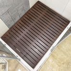 Banyo Paspası Yağlanmış Ahşap Banyo Paspası Duş Kaymaz Paspas, Iç Dış Havuz/Spa/Sauna Banyo Paspası, 30/40/60/80/90/120 Cm Küçük Büyük Banyo Zemini Için Zemin Paspası(Black walnut,80x80cm(32x32in))