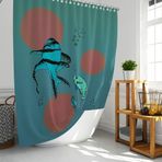 Banyo Perdesi 1x180x200 Tek Kanat Duş Perdesi Halka Hediyeli Duşakabin Perdesi Fish