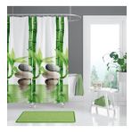 Banyo Perdesi Bamboo Desen Yerli Üretim Duş Perdesi Plastik C-Halka Hediye 180x200cm Banyo Perdeleri