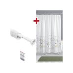 Banyo Perdesi Papatya Çiçek Desen Halkalı Duş Perdesi + Askı Aparatı 180 x 200 CM Çok Renkli
