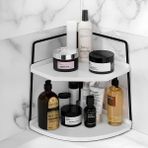 Banyo Rafı Çok Amaçlı Düzenleyici Tezgah Üstü Dekoratif 2 Katlı Raf | Çok Amaçlı Organizer Paslanmaz Çelik & Ahşap Stand – Salon, Mutfak, Banyo, Çalışma Alanı Için - Siyah - Beyaz