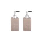 Banyo Seti Seramik Sıvı Sabunluk 2 Adet Bej Modern 7x7x17cm 300ml Bej