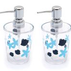 Banyo Seti Sıvı Sabunluk 2 Adet Benekli Desen Akrilik 8x8x16cm 350ml