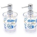 Banyo Seti Sıvı Sabunluk 2 Adet Deniz Desen Akrilik 8x8x16cm 350ml
