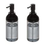 Banyo Seti Sıvı Sabunluk 2 Adet Füme Siyah Renkli Akrilik 8x8x16cm 360ml