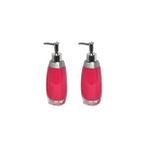 Banyo Seti Sıvı Sabunluk 2 Adet Gri Pembe Model Poliresin 6x5x22cm