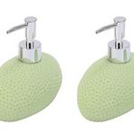 Banyo Seti Sıvı Sabunluk 2 Adet Yeşil Petek Desenli Poliresin 14x8x14cm 400ml