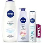Banyo Seti,Cream Duş Jeli 750 Ml,Fresh Kadın Deodorant 150 Ml,Vücut Losyonu 400 Ml,Böğürtlen Dudak Bakım Kremi Banyo Terliği Hediye!