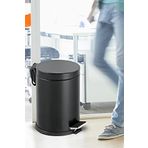 Banyo Tuvalet Balkon Mutfak, Siyah Renkli Pedallı Metal Çöp Kovası 3 litre