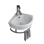 Banyo ve Mutfaklar için Modern Duvara Monte Köşe Gemi Lavabosu, 10 "Musluklu, Tahliye ve Havlu Barlı Küçük Evye, Çiftlik Evi, Restoran ve Çamaşırhane Kullanımı için İdeal