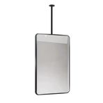 Banyo ve Yatak Odası Dekoru için Modern Siyah Dikdörtgen Ayna Metal Çerçeve Makyaj Aynası, Çubuk Montajlı Duvara Asmalı ve Tavanda Yüzen Tasarım (40 cm x 60 cm)
