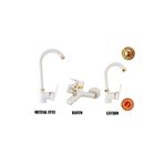 BANYOM Beyaz Altın Lüks 3 Lü Set Mutfak Evye - Lavabo - Banyo Bataryası Delta Beyaz Gold Set Musluk
