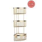 BanyomHome Altın Gold Derin Şampuanlık Paslanmaz Pirinç 3'Lü 19x19 cm Şampuanlık Banyo Rafı