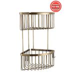 BanyomHome Antik Derin Şampuanlık Paslanmaz Pirinç 2'Li 19x19 cm Şampuanlık Banyo Rafı