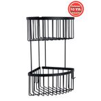 BanyomHome Mat Siyah Derin Şampuanlık Paslanmaz Pirinç 2'Li 19x19 cm Şampuanlık Banyo Rafı